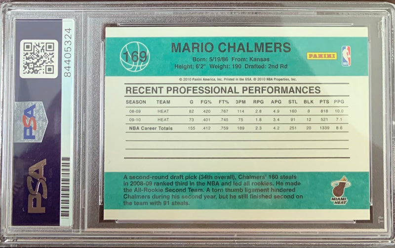 Mario Chalmers auto signed 2010 Donruss #169 card Miami Heat PSA Encapsulated