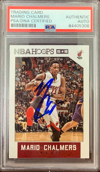 Mario Chalmers auto signed 2015 NBA Hoops #124 card Miami Heat PSA Encapsulated