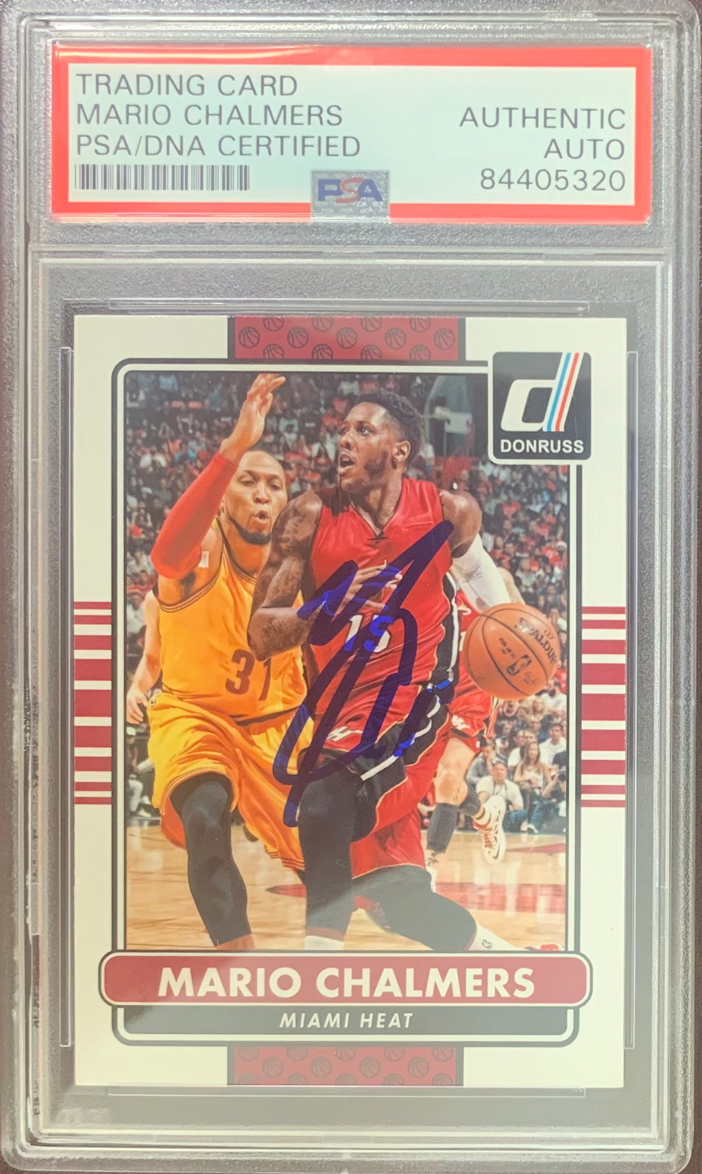 Mario Chalmers auto signed 2015 Donruss #165 card Miami Heat PSA Encapsulated