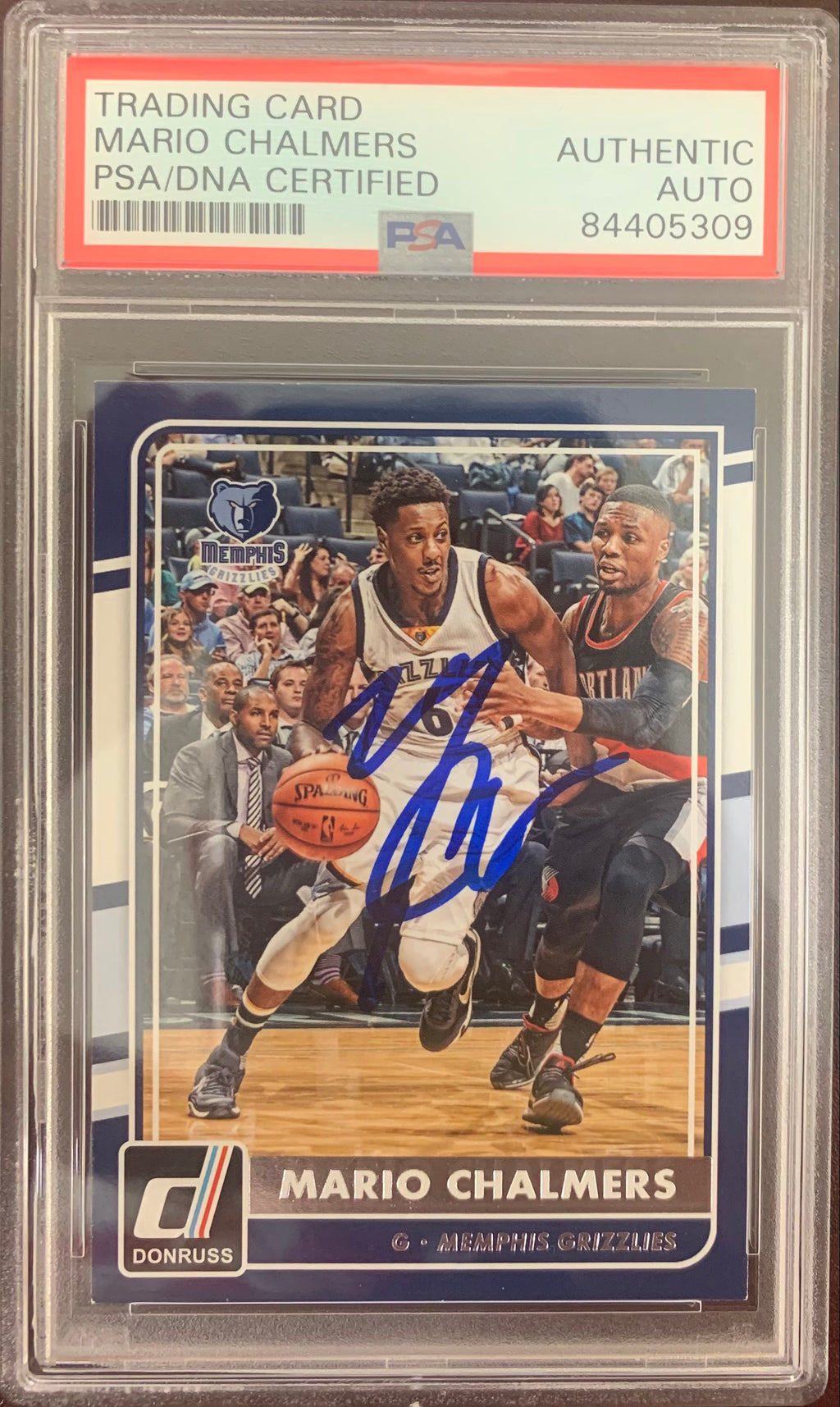 Mario Chalmers auto 2016 Donruss #137 card Memphis Grizzlies PSA Encapsulated