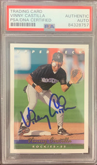 Vinny Castilla signed card 1993 Upper Deck Colorado Rockies PSA Encapsulated