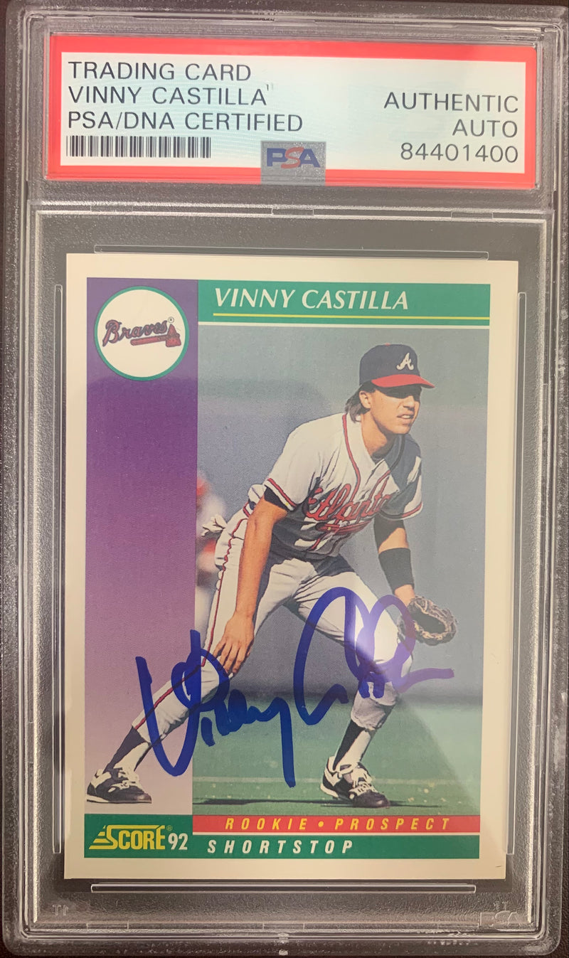 Vinny Castilla auto signed card 1992 Score RC Atlanta Brave PSA Encapsulated