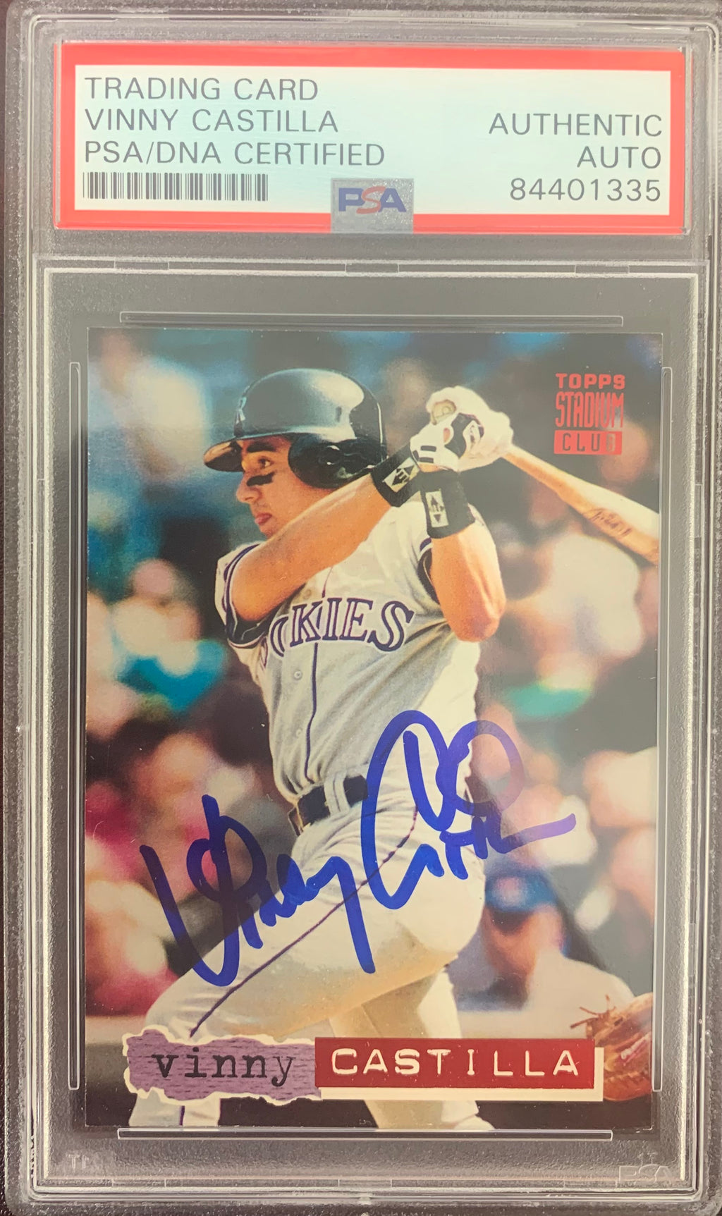 Vinny Castilla auto signed card 1994 Topps Colorado Rockies PSA Encapsulated