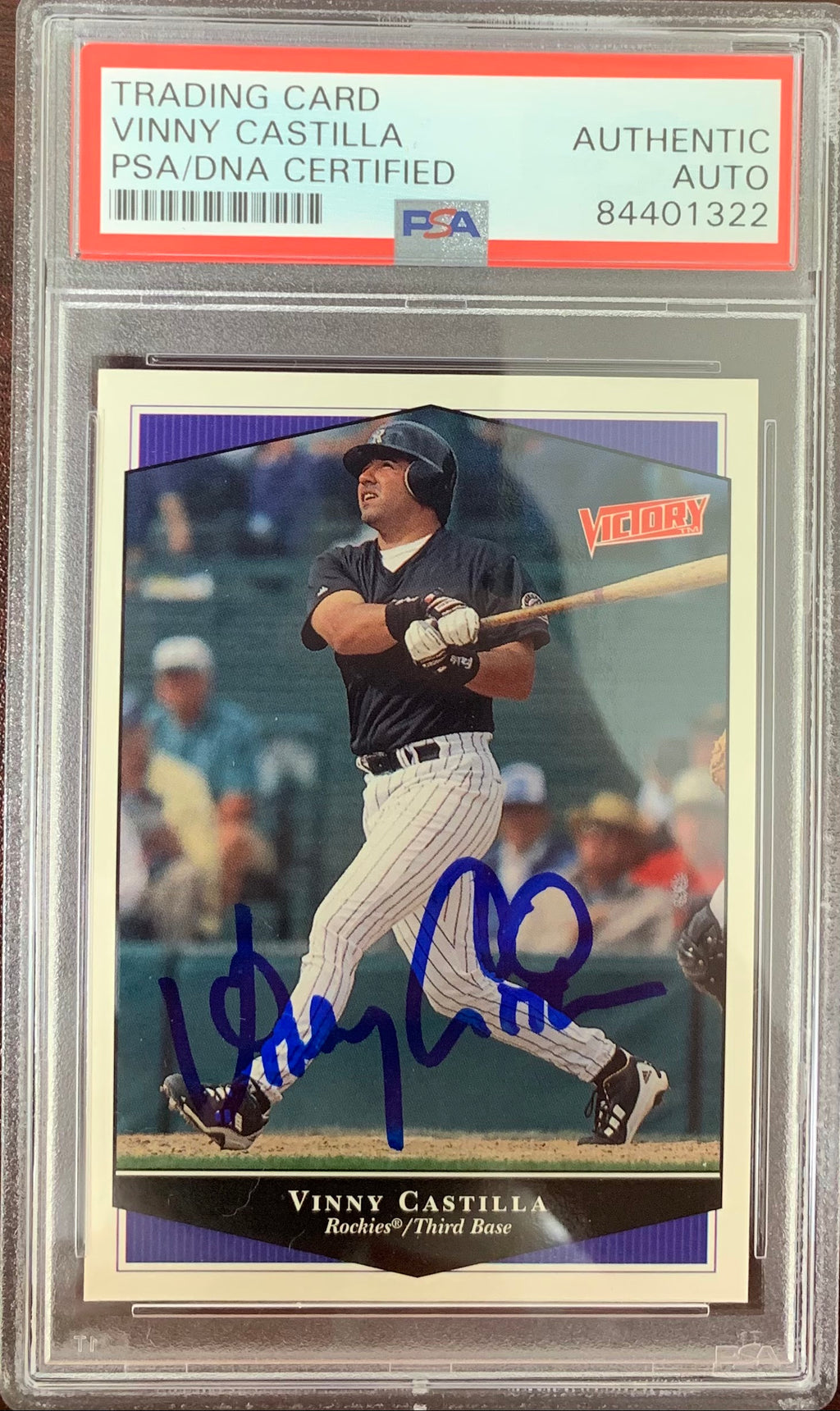 Vinny Castilla signed card 1999 Upper Deck 134 Colorado Rockies PSA Encapsulated