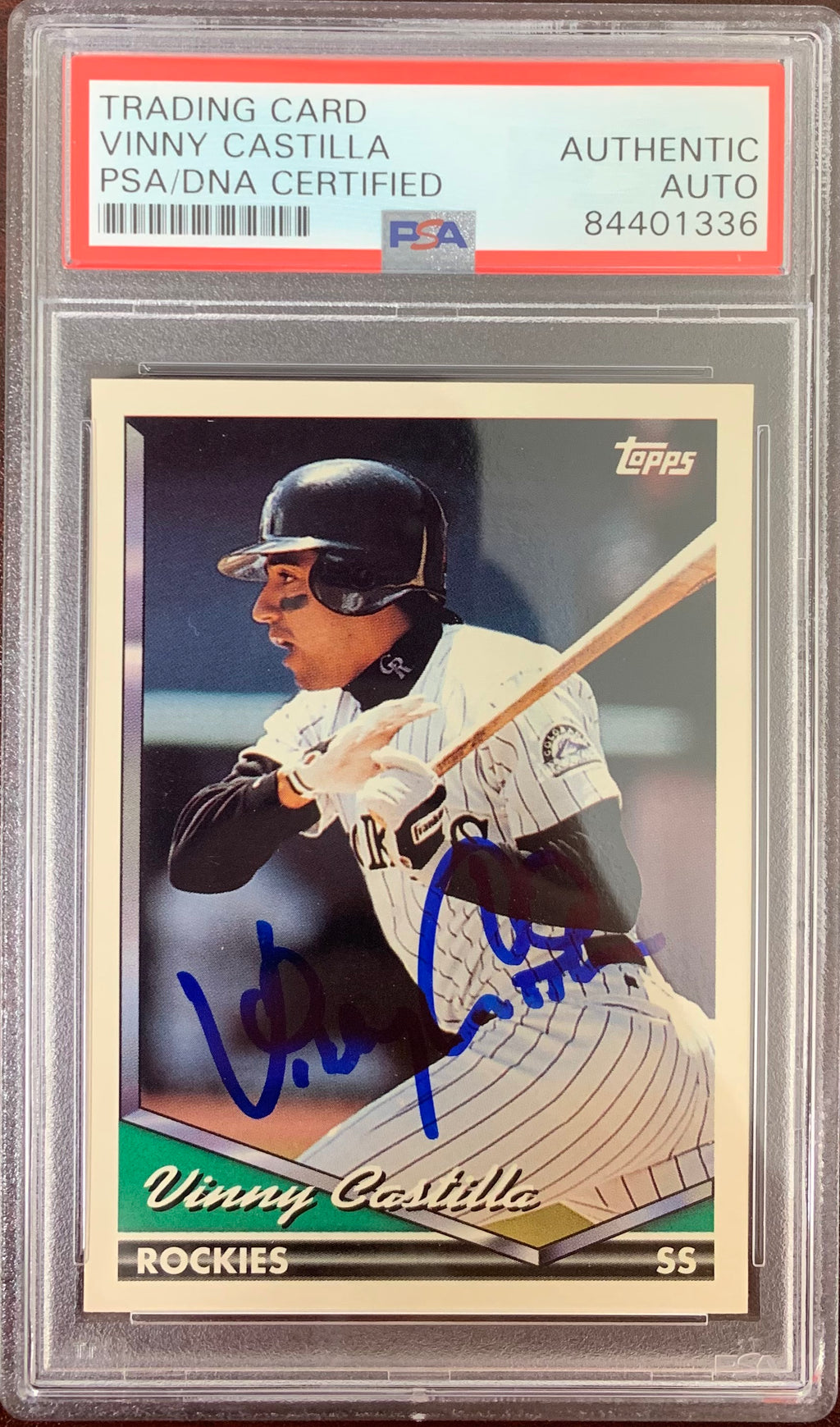 Vinny Castilla auto signed card 1994 Topps Colorado Rockies PSA Encapsulated