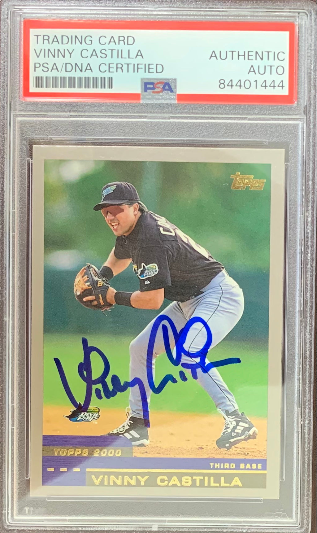 Vinny Castilla auto signed card 2000 Topps Tampa Bay Devil Rays PSA Encapsulated