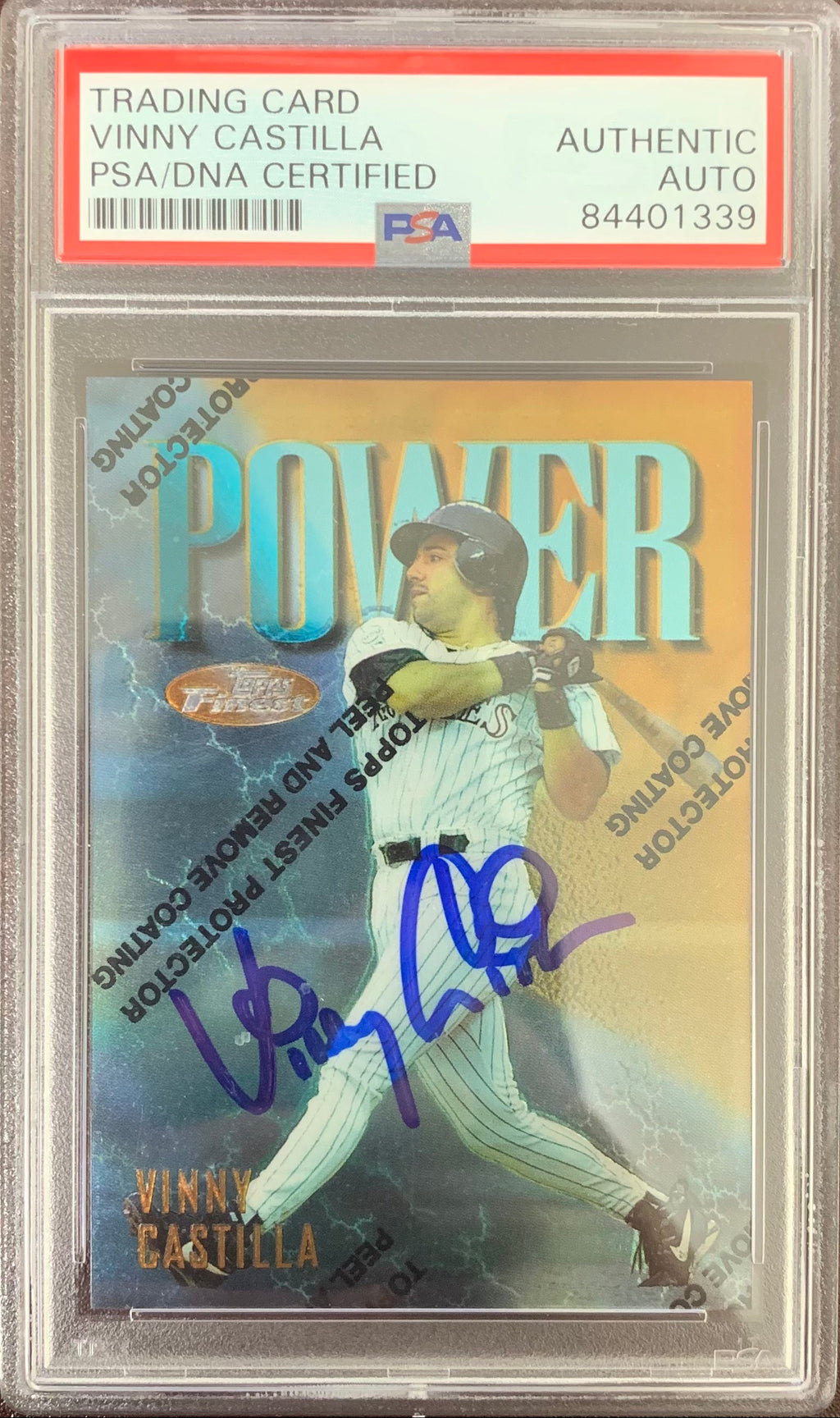 Vinny Castilla auto signed card 1997 Topps Colorado Rockies PSA Encapsulated