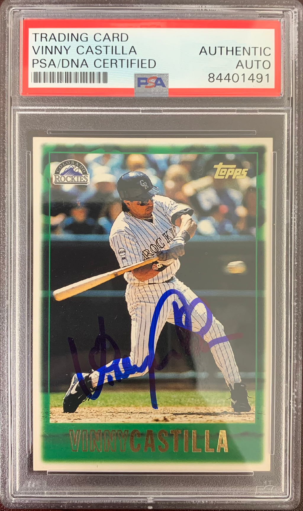 Vinny Castilla auto signed card 1997 Topps Colorado Rockies PSA Encapsulated