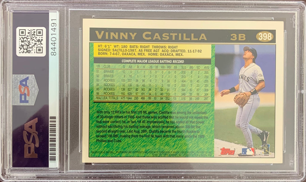 Vinny Castilla auto signed card 1997 Topps Colorado Rockies PSA Encapsulated