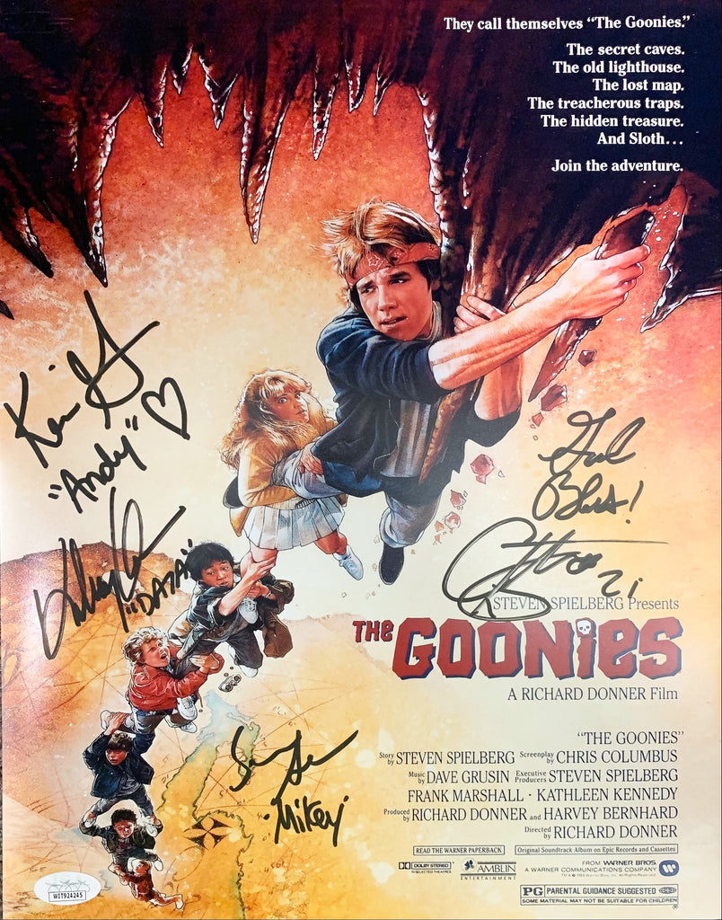 Corey Feldman Sean Astin Jonathan KeQuan Kerri Green signed 11x14 photo Goonies