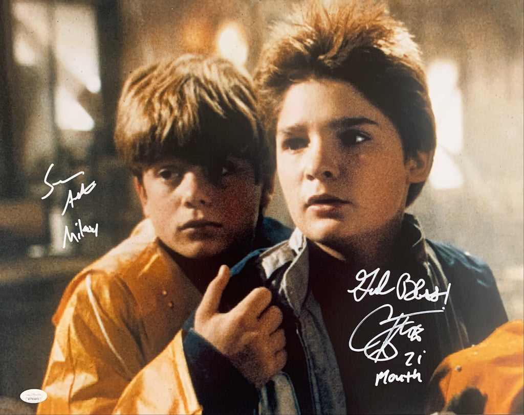 Corey Feldman Sean Astin signed inscribed The Goonies 16x20 photo JSA Witness