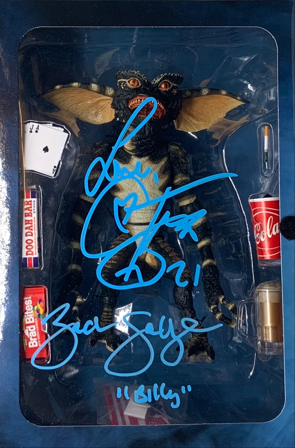 Corey Feldman & Zach Galligan signed inscribed Gremlins NECA Action Figure JSA