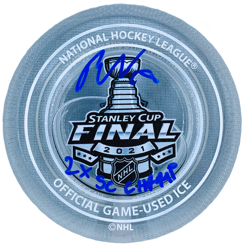 Ondrej Palat autograph inscribed Stanley Cup Game Used Ice puck TB Lightning JSA