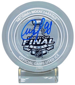 Mikhail Sergachev signed Stanley Cup Game Used Ice Puck Lightning JSA