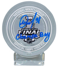 Mikhail Sergachev signed inscribed Stanley Cup Game Used Ice Puck Lightning JSA