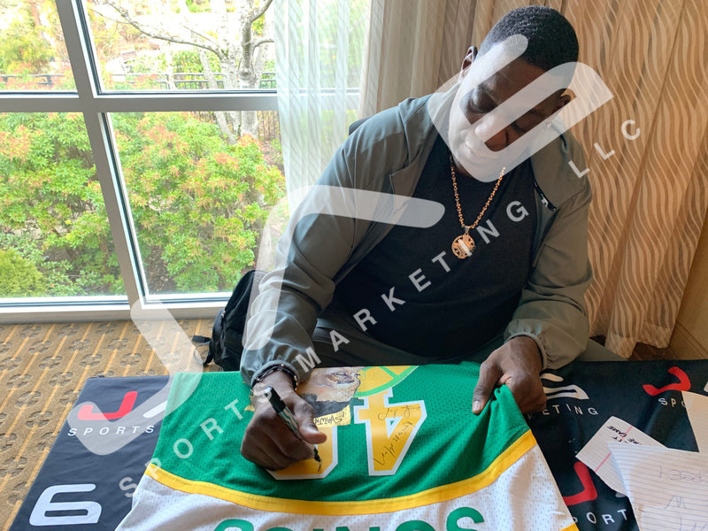 Shawn Kemp auto signed inscribed jersey Hand Painted 1/1 Seattle SuperSonics JSA