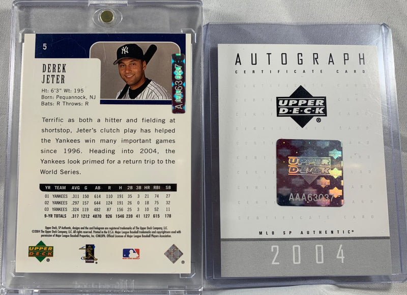 Derek Jeter autographed signed Card 1/1 NY Yankees 2004 SP Authentic Upper Deck - JAG Sports Marketing