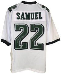 ASANTE SAMUEL SR. SIGNED INSCRIBED CUSTOM WHITE PRO STYLE AUTOGRAPHED JERSEY JSA COA