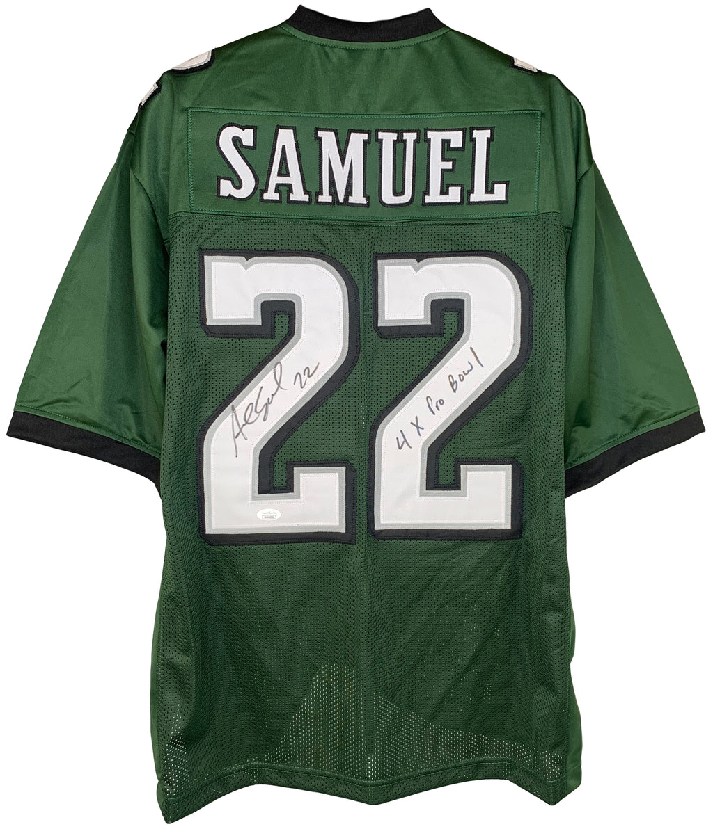 ASANTE SAMUEL SR. SIGNED INSCRIBED CUSTOM GREEN PRO STYLE AUTOGRAPHED JERSEY JSA COA
