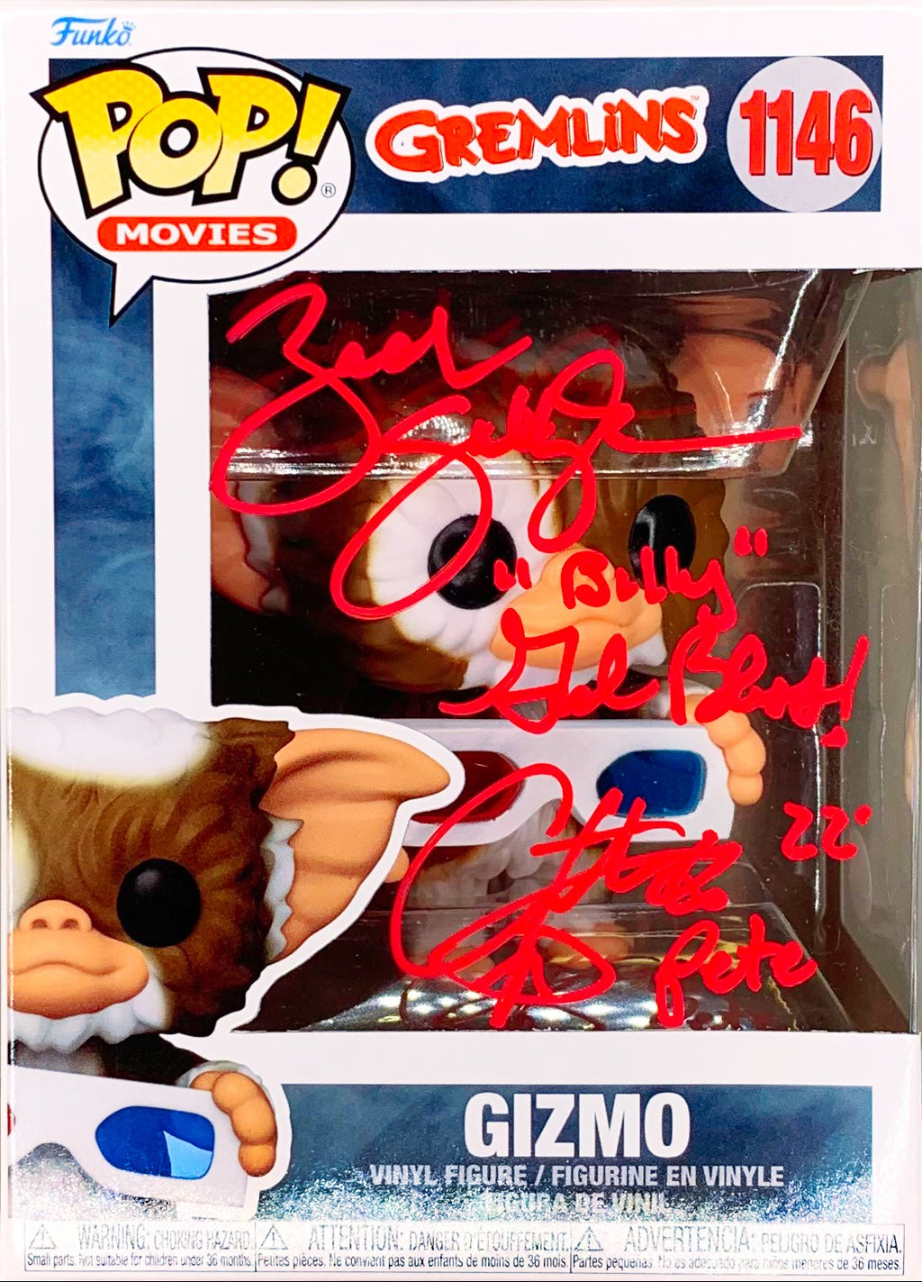 Corey Feldman Zach Galligan signed inscribed Funko Pop #1146 Gremlins JSA COA