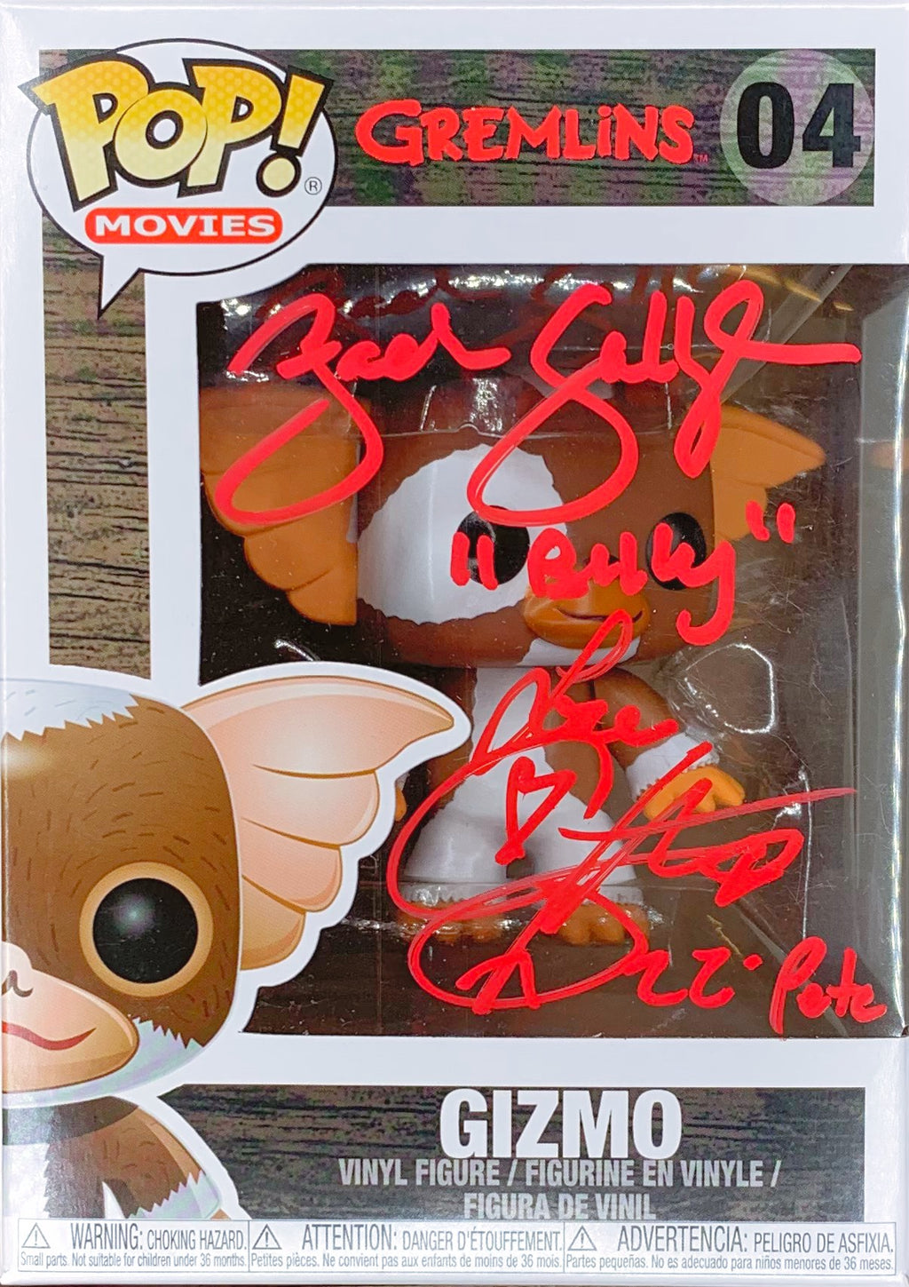 Corey Feldman Zach Galligan signed inscribed Funko Pop #04 Gremlins JSA Witness