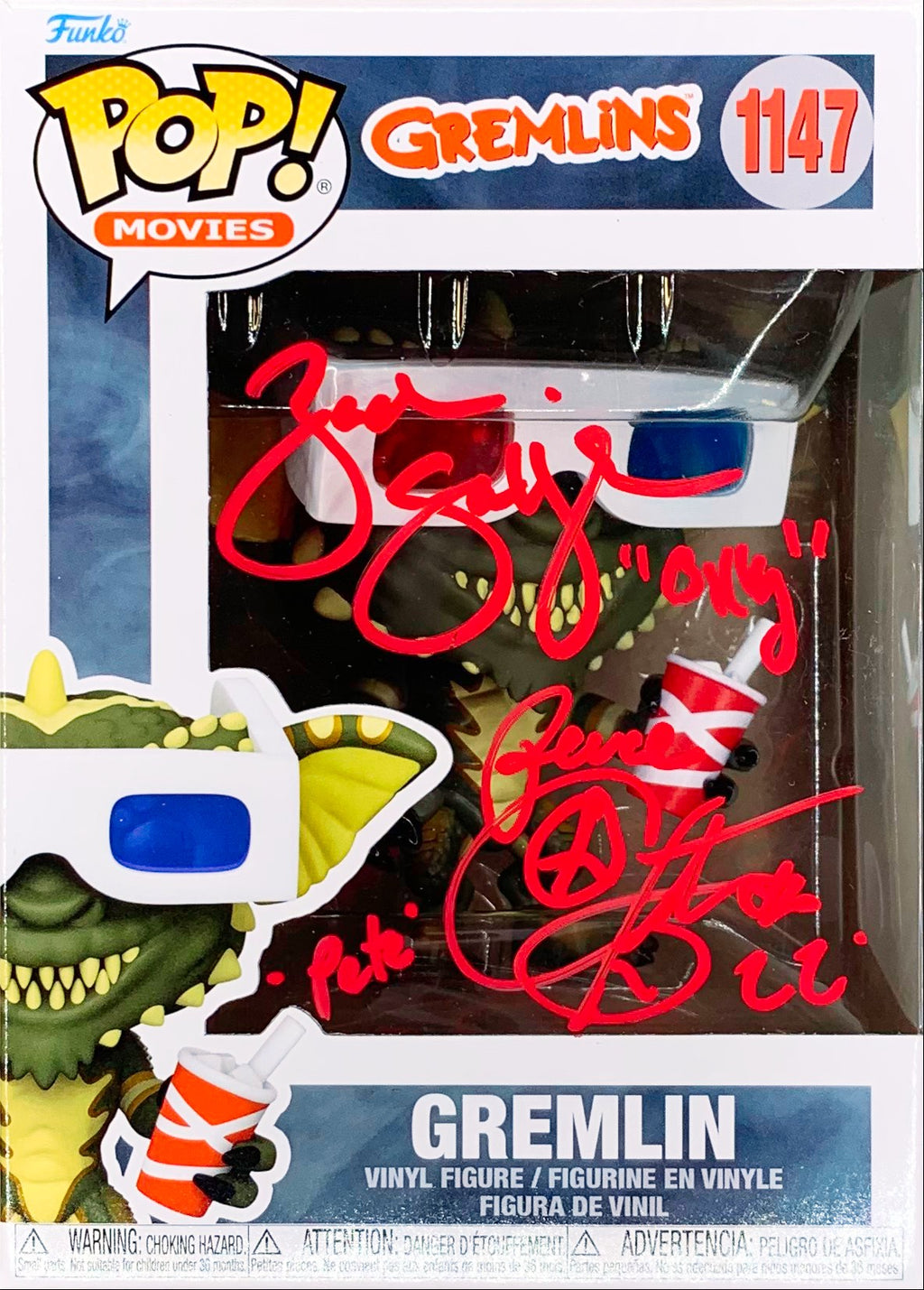 Corey Feldman Zach Galligan signed inscribed Funko Pop #1147 Gremlins JSA COA