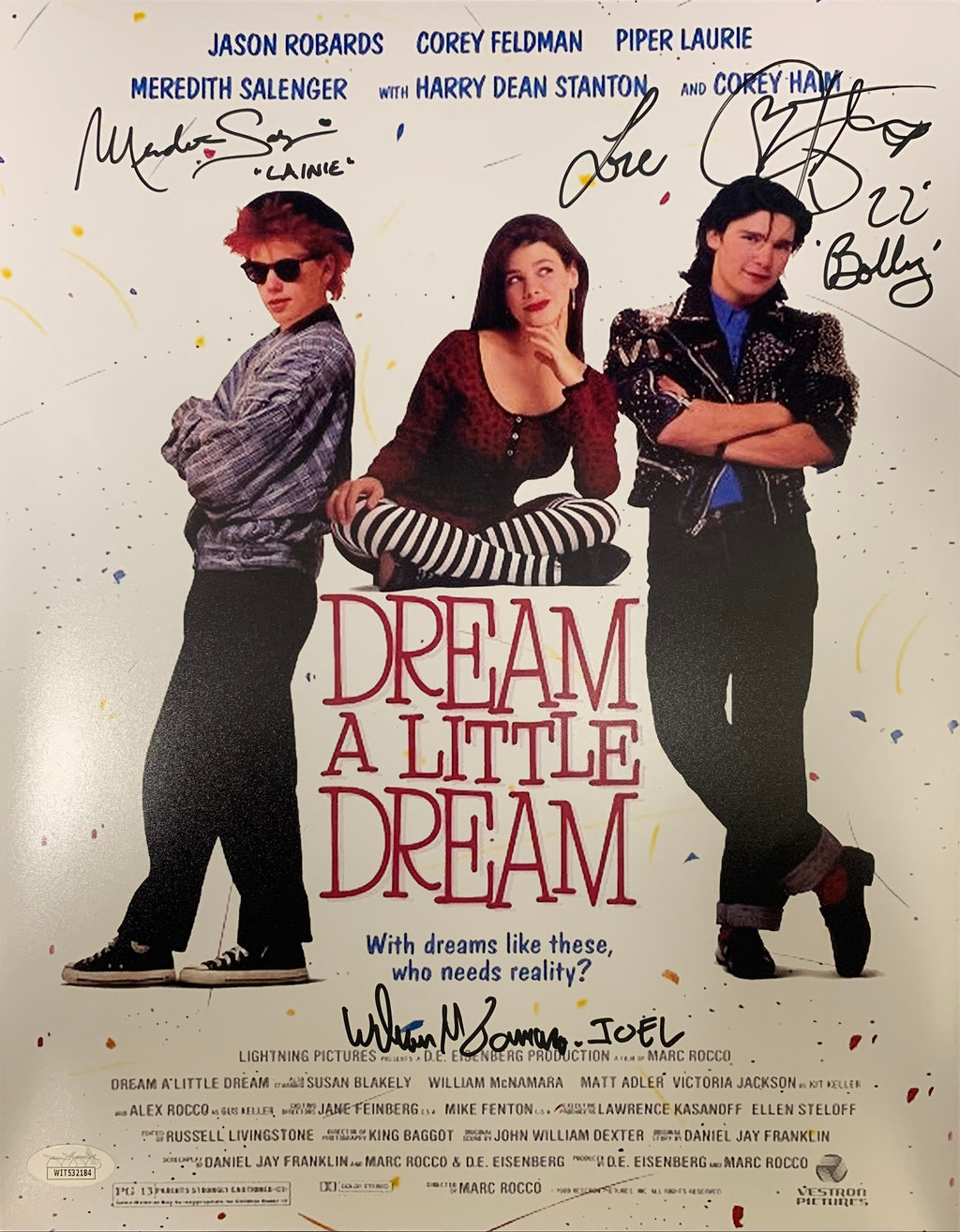 Dream a Little Dream cast auto insc 11x14 photo JSA Feldman Salenger McNamara