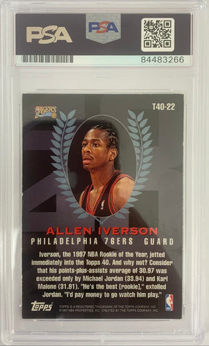 Allen Iverson auto signed card 1997 Topps 40 NBA Philadelphia 76ers PSA Encap