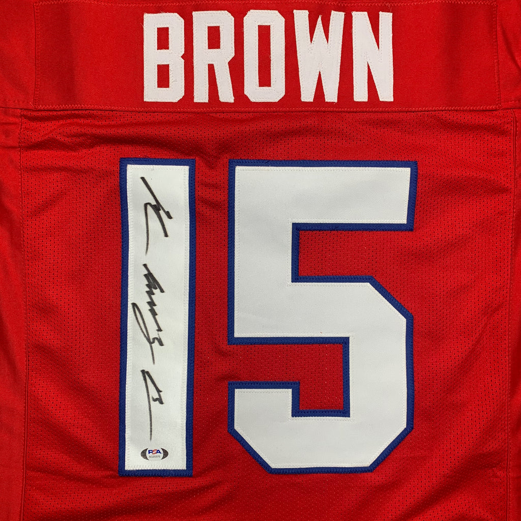 JOHN BROWN SIGNED CUSTOM RED PRO STYLE AUTOGRAPHED JERSEY PSA COA - JAG Sports Marketing