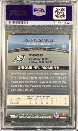 Asante Samuel auto card Topps Unique 2009 #53 Philadelphia Eagles PSA Encap