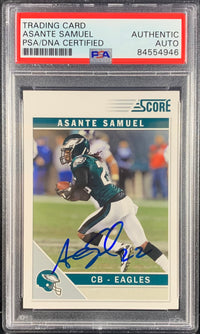 Asante Samuel auto card Panini Score 2011 #218 Philadelphia Eagles PSA Encap