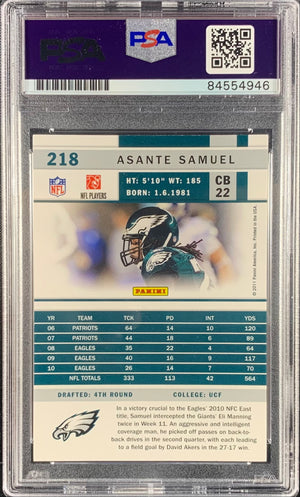 Asante Samuel auto card Panini Score 2011 #218 Philadelphia Eagles PSA Encap