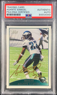 Asante Samuel auto card Topps 2009 #271 Philadelphia Eagles PSA Encapsulated