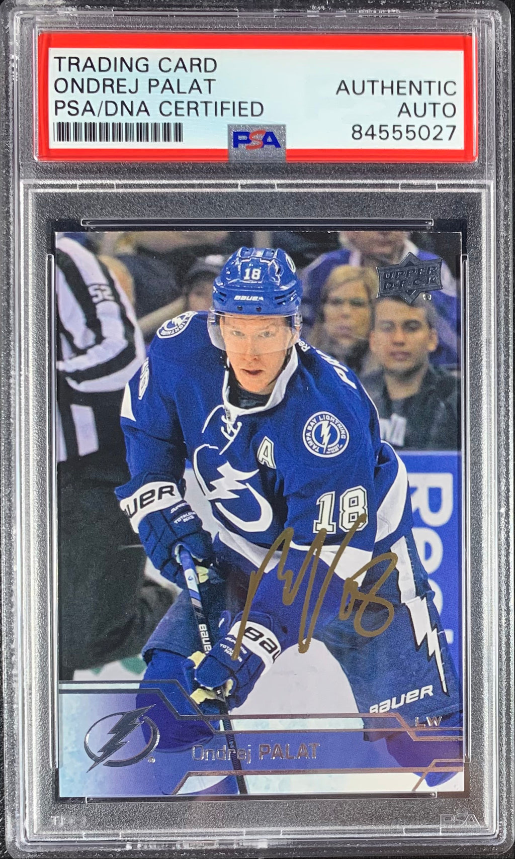 Ondrej Palat auto card Upper Deck Series 1 #165 2016 Lightning PSA Encapsulated