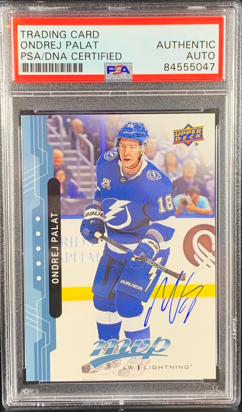 Ondrej Palat auto card Upper Deck MVP #169 2018 Lightning PSA Encapsulated