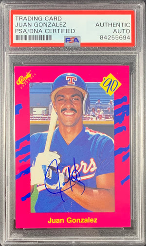 Juan Gonzalez signed rookie card Classic #T21 Texas Rangers PSA Encapsulated - JAG Sports Marketing