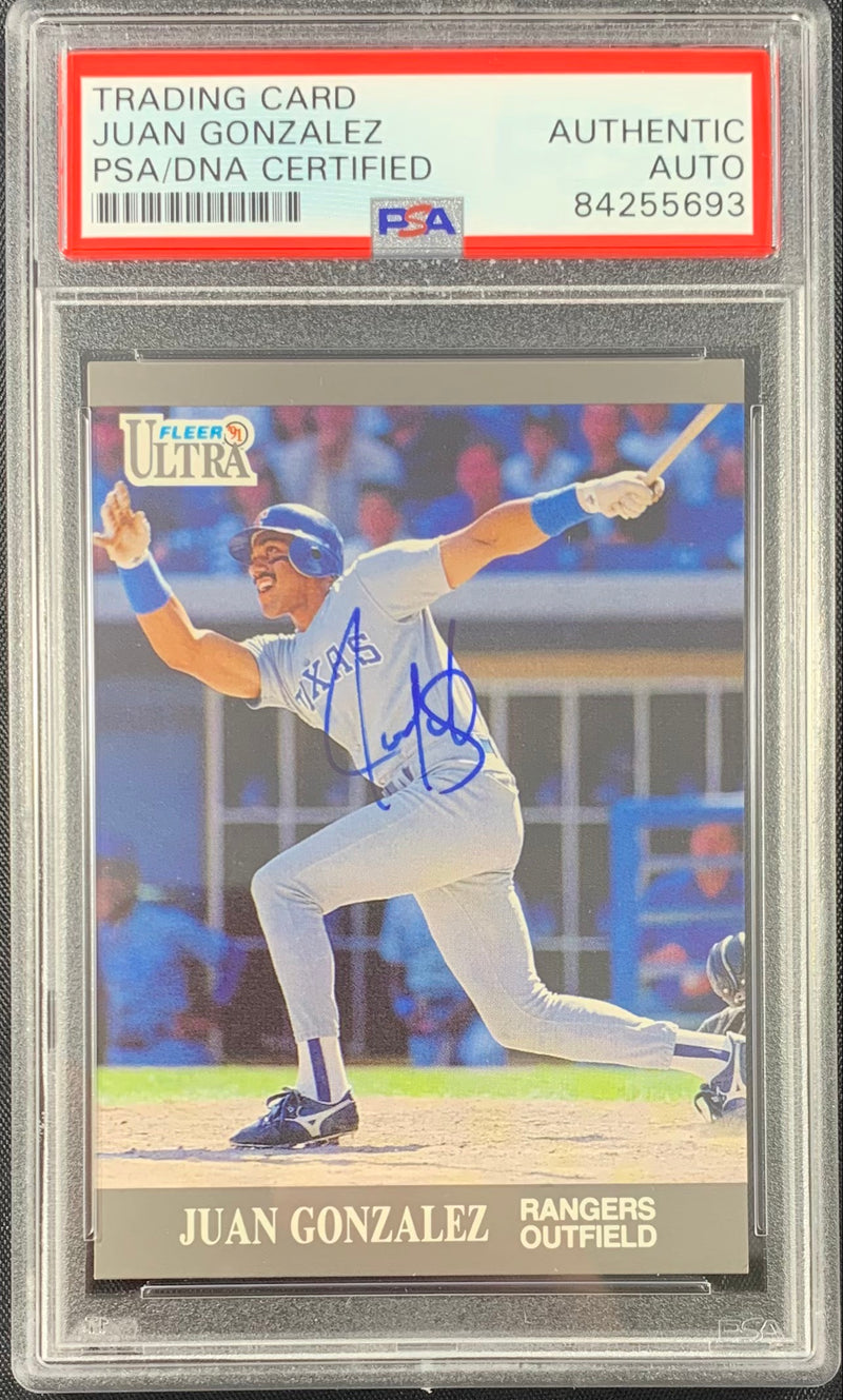 Juan Gonzalez autographed signed Fleer Ultra #U55 Texas Rangers PSA Encapsulated - JAG Sports Marketing