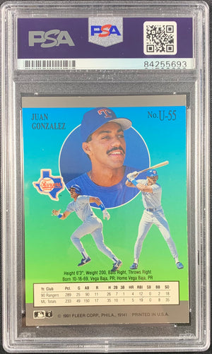 Juan Gonzalez autographed signed Fleer Ultra #U55 Texas Rangers PSA Encapsulated - JAG Sports Marketing