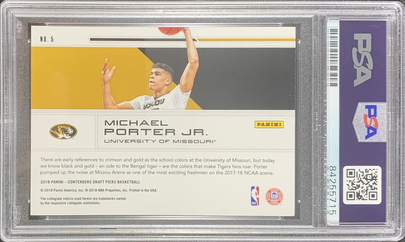 Michael Porter Jr. signed RC Panini Contenders Mizzou Tigers PSA Encapsulated - JAG Sports Marketing