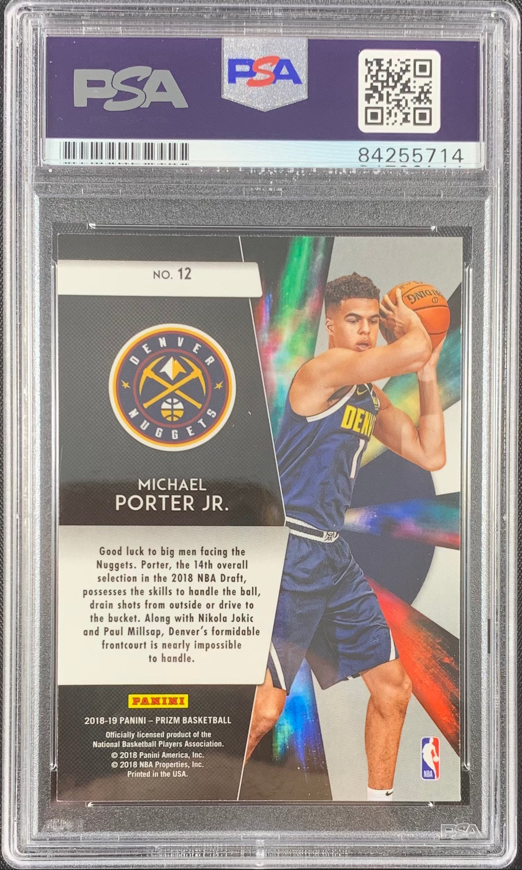 Michael Porter Jr. signed RC Panini Prizm #12 Denver Nuggets PSA Encapsulated - JAG Sports Marketing