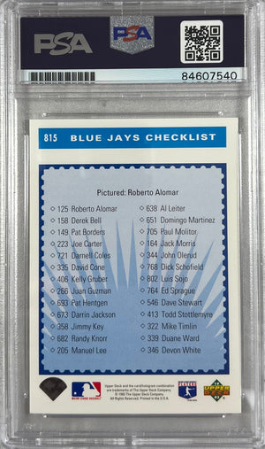 Roberto Alomar auto 1993 Upper Deck #815 MLB Toronto Blue Jays PSA Encapsulated