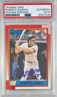 Roberto Alomar auto 1990 Topps #517 MLB San Diego Padres PSA Encapsulated