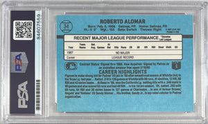 Roberto Alomar auto inscribed Donruss RC MLB San Diego Padres PSA Encapsulated