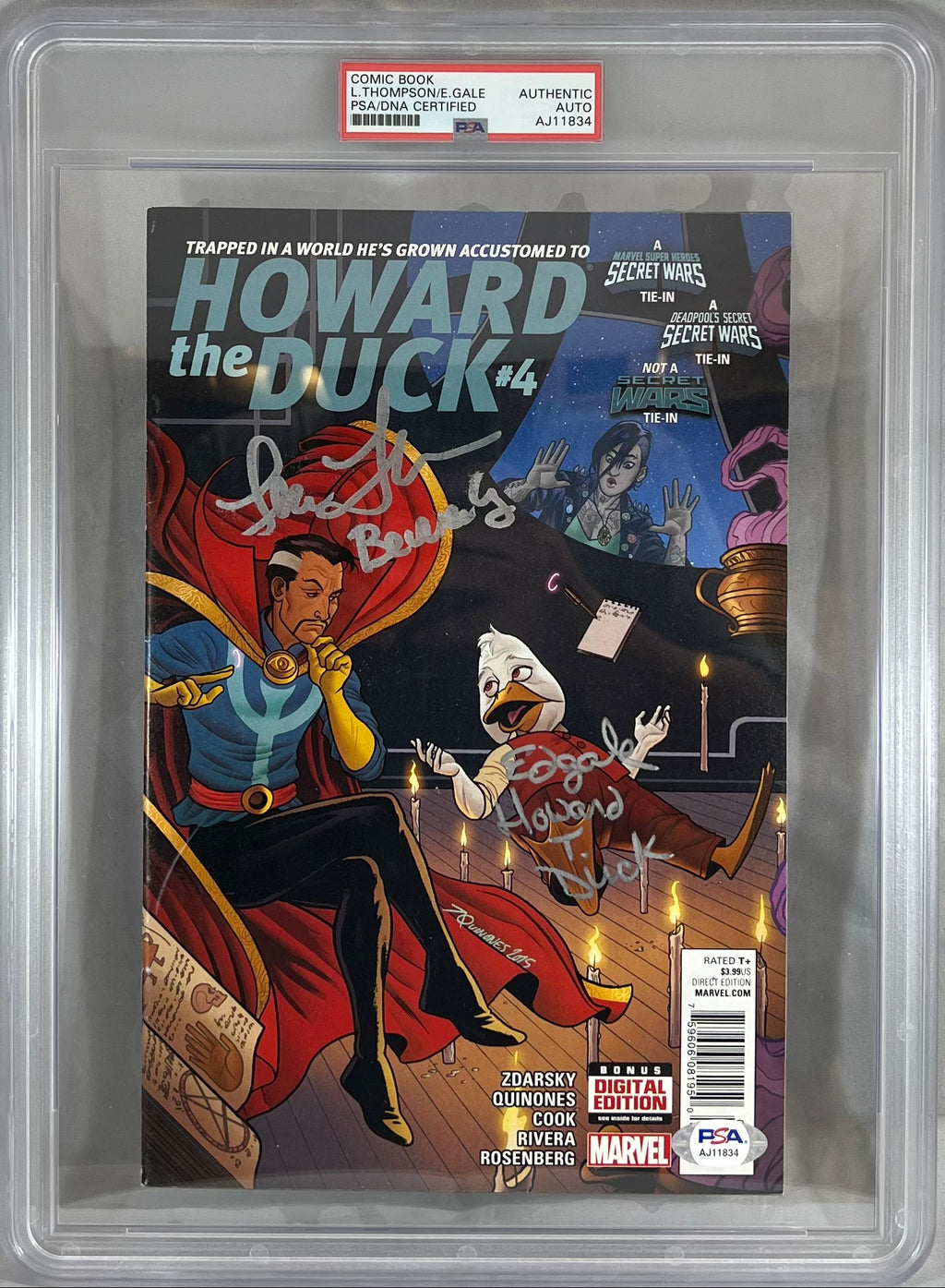 Ed Gale Lea Thompson signed insc Comic Book Howard the Duck PSA Encapsulated