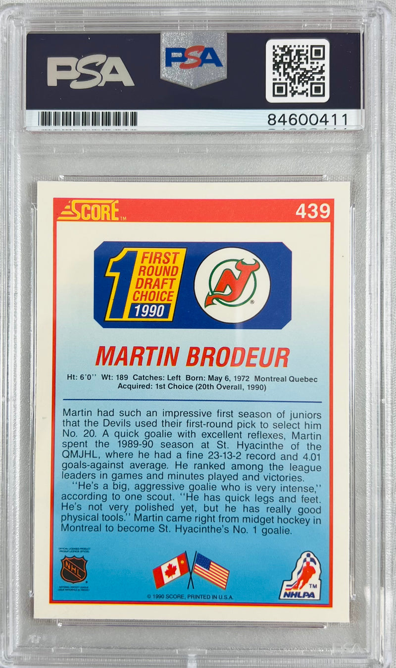 Martin Brodeur signed auto 1990 Score RC #439 New Jersey Devils PSA Gem Mint 10-