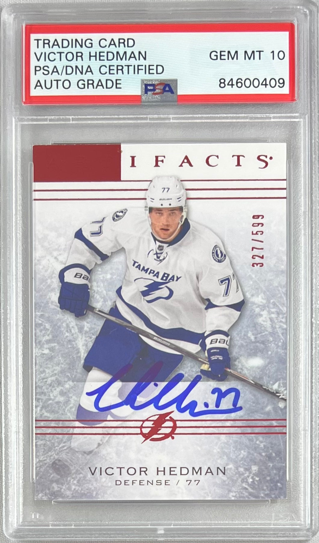 Victor Hedman auto 2014-15 Upper Deck Artifacts card PSA Gem Mint 10 Lightning