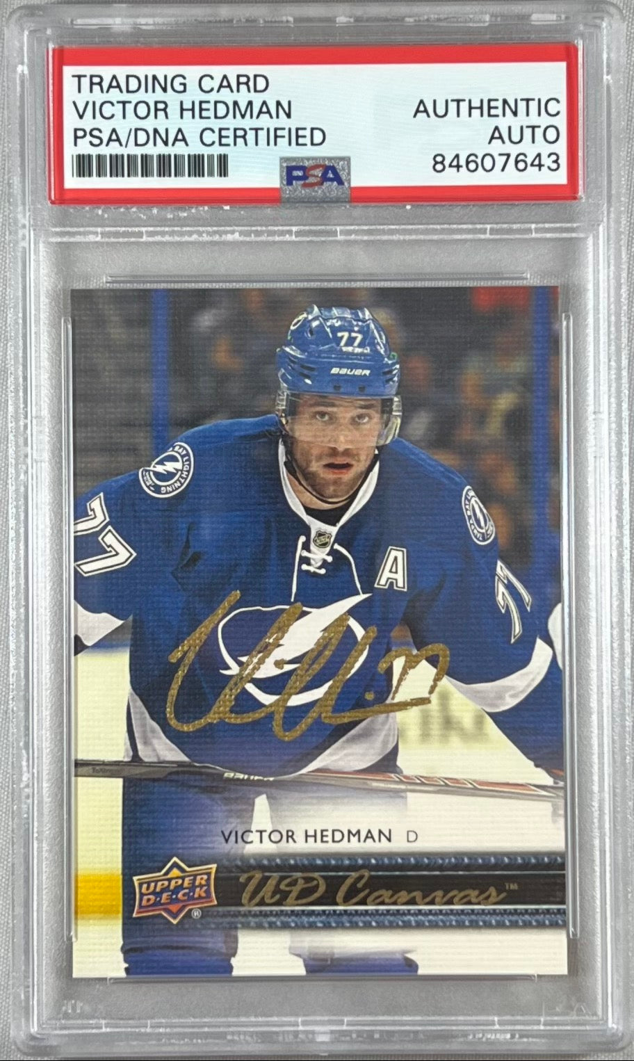 Victor Hedman auto signed 2015 Upper Deck #C197 card Lightning PSA Encapsulated