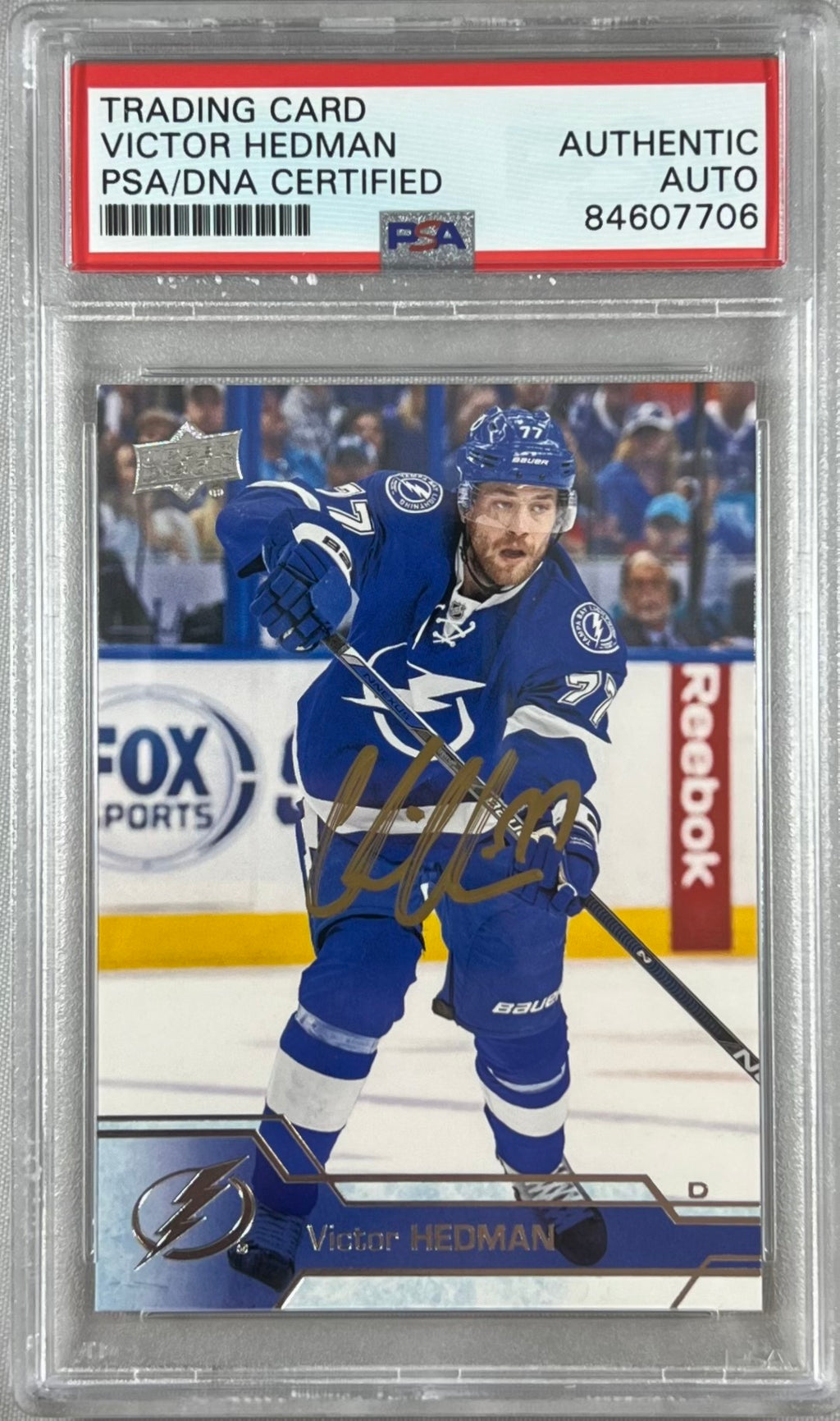 Victor Hedman auto signed 2016 Upper Deck #168 card Lightning PSA Encapsulated