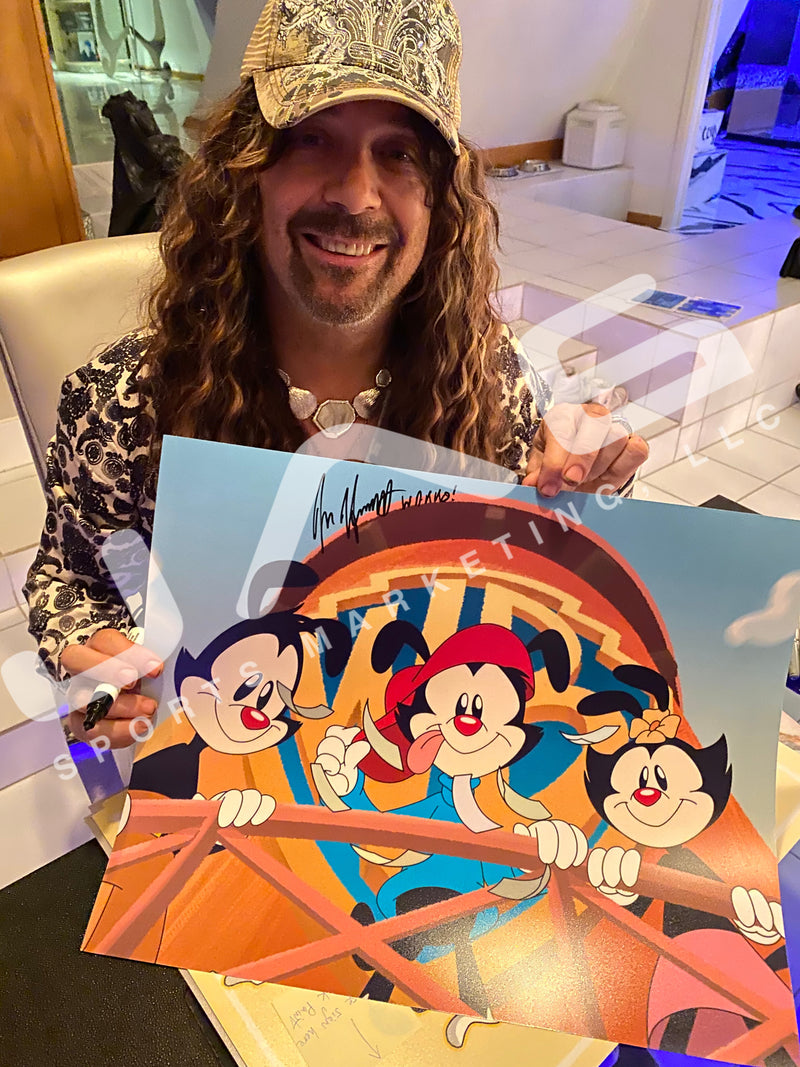 Animaniacs Cast Autograph Inscribed 16x20 Photo Rob Jess Tress Signed JSA COA