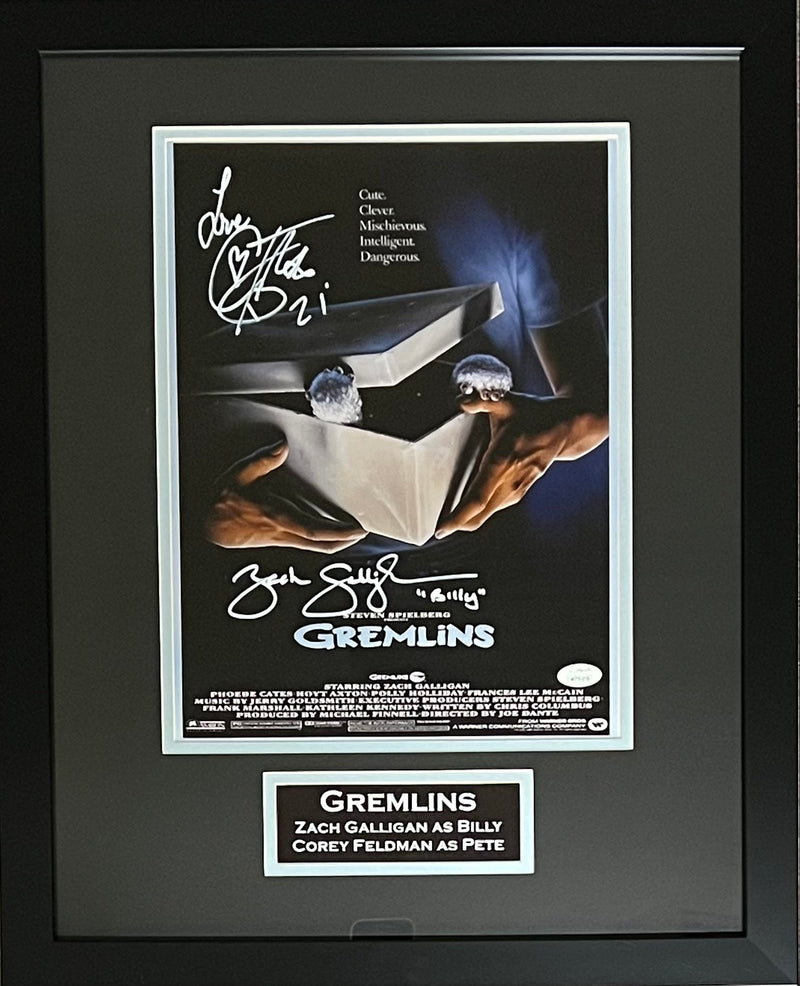 Corey Feldman Zach Galligan signed inscribed framed 11x14 photo Gremlins JSA COA